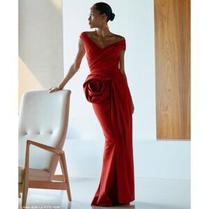 CHIARA BONI Tekkan Sleeveless Rosette Mermaid Gown Size in Geranium IT 40 / US 4